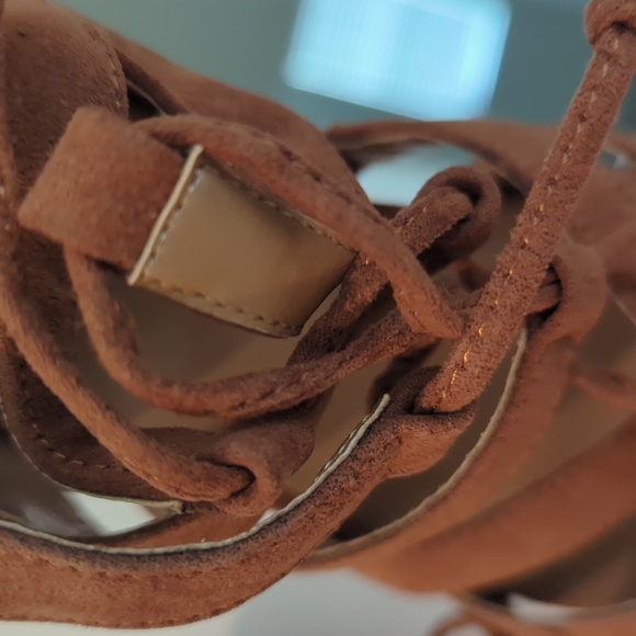 Style & Co Cognac Color  Tie Up Feature Heeled Sandals - Picture 4 of 8